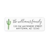 Modern Cactus Script Return Adres Etiket (Voorkant)