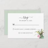 Modern Cactus Succulent Greenery Floral Wedding RSVP Kaartje (Voorkant / Achterkant)