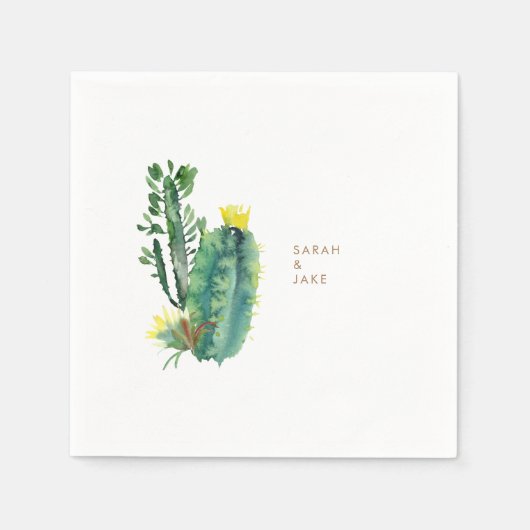 Modern Cactus Wedding Cocktail Servet (Voorkant)