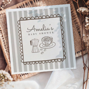 Modern Cafe Bebe Handgetekende Baby Shower Servet