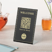 Modern Cafe Restaurant Menu QR Code Zakelijk Logo Reclamebord Met Voetstuk (Insitu)