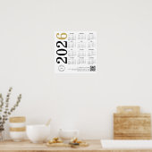 Modern Calendar 2026 Bedrijf Logo QR Code Poster (Keuken)