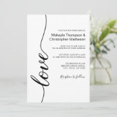 Modern Calligrafie Script Bruiloft Zwart-wit Kaart (Staand voorkant)