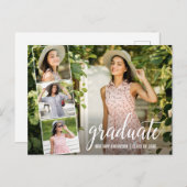 Modern Calligrafiescript 4 Foto Afstuderen Briefkaart (Voorkant / Achterkant)