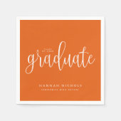 Modern Calligrafiescript Oranje Afstuderen Servet (Voorkant)