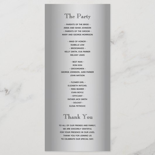 Modern Calligrafiescript Wedding Programma (Achterkant)