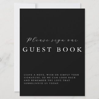 Modern Calligraphy Black Wedding Guestbook Sign Kaart