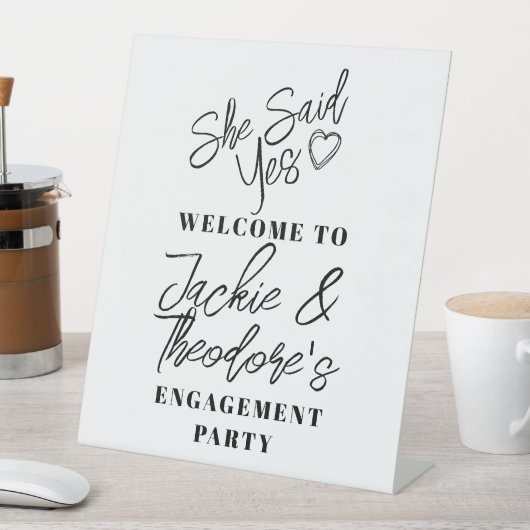 Modern Calligraphy Engagement Party Welkom Pedest Reclamebord Met Voetstuk (Insitu)