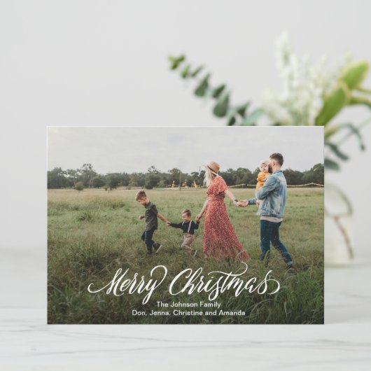 Modern Calligraphy Merry Christmas Feestdagenkaart (Staand voorkant)