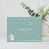 Modern Calligraphy Sage Green Floral Wedding Save The Date (Staand voorkant)