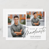 Modern Calligraphy Script 3 Foto Afstuderen Aankondiging (Voorkant / Achterkant)