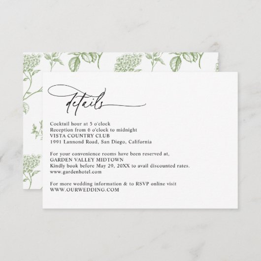 Modern Calligraphy Script Simple Wedding Details Informatiekaartje (Voorkant / Achterkant)