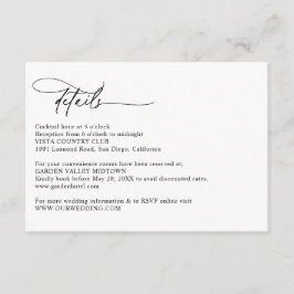 Modern Calligraphy Script Simple Wedding Details Informatiekaartje