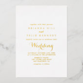 Modern Calligraphy Wedding Gold Folie Uitnodiging (Voorkant)