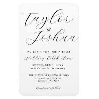 Modern Calligraphy Wedding Invitation Magnet Magneet