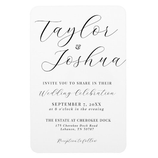 Modern Calligraphy Wedding Invitation Magnet Magneet (Verticaal)