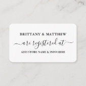 Modern Calligraphy Wedding Registry Black White Informatiekaartje (Voorkant)