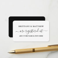 Modern Calligraphy Wedding Registry Black White