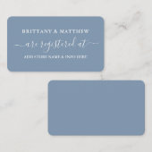 Modern Calligraphy Wedding Registry Dusty Blue Informatiekaartje (Voorkant / Achterkant)