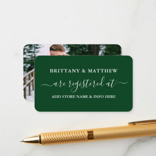 Modern Calligraphy Wedding Registry Foto Green Informatiekaartje