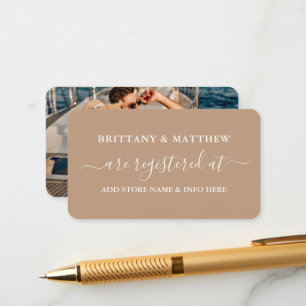 Modern Calligraphy Wedding Registry Foto Taupe Informatiekaartje