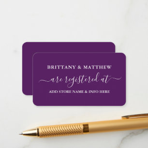 Modern Calligraphy Wedding Registry Paars Informatiekaartje