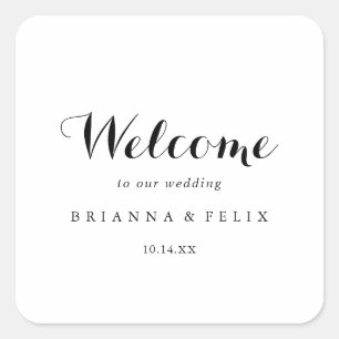 Modern Calligraphy Wedding Welcome Vierkante Sticker