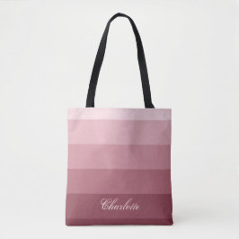 Modern Calm Gradient Roos Red Stripes Custom Name Tote Bag