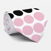 Modern Cameo Pink en Black Polka Dot Stropdas (Opgerold)
