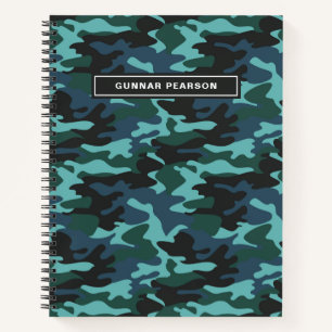 Modern Camouflage Pattern Name Blue Notitieboek