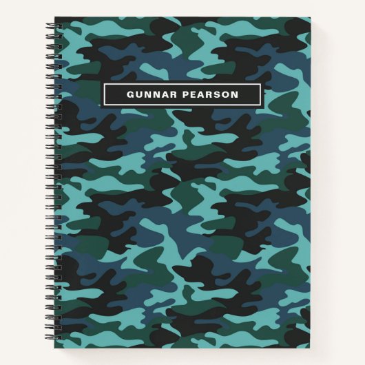 Modern Camouflage Pattern Name Blue Notitieboek (Voorkant)