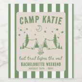 Modern Camp Bachelorette Party Wijn Etiket (Enkel label)