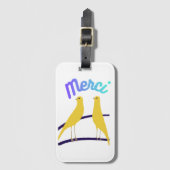 Modern Canary & "Merci" - Japandi Style Art Bagagelabel (Voorkant (verticaal))