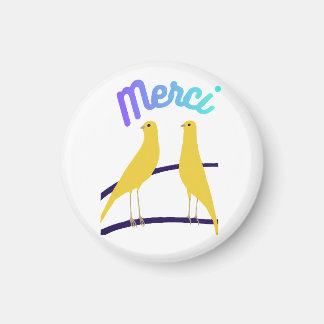 Modern Canary & "Merci" - Japandi Style Art Magneet