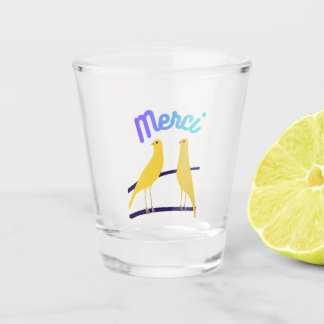 Modern Canary & "Merci" - Japandi Style Art Shot Glas