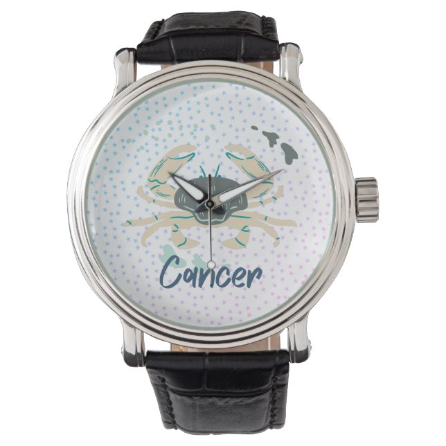 Modern Cancer Crab Zodiac Horloge (Voorkant)