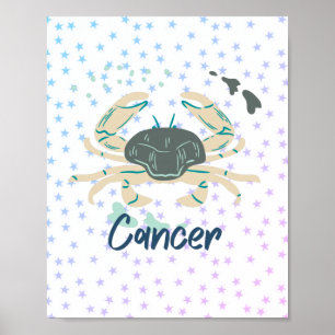 Modern Cancer Crab Zodiac Poster