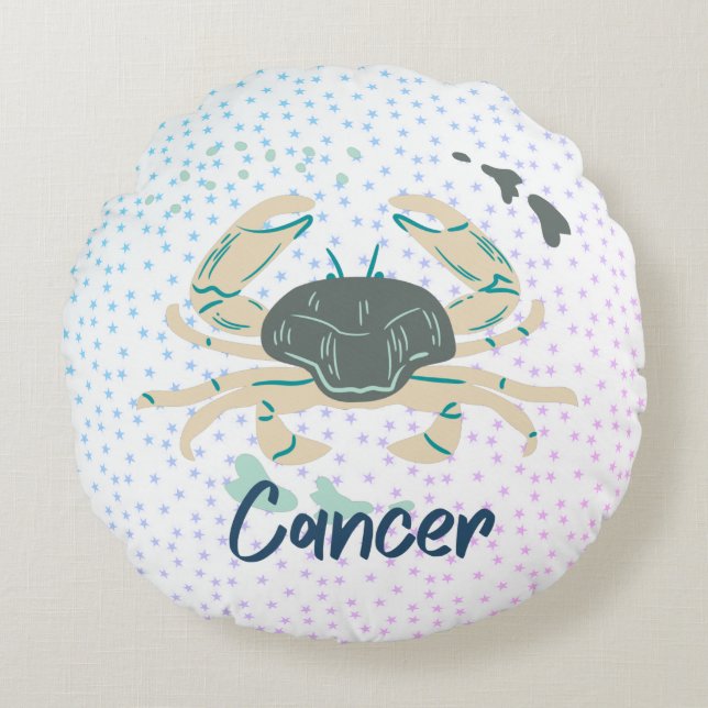 Modern Cancer Crab Zodiac Rond Kussen (Voorkant)