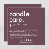 Modern Candle Care & Dank u Visitekaartje Bedankkaart (Voorkant / Achterkant)