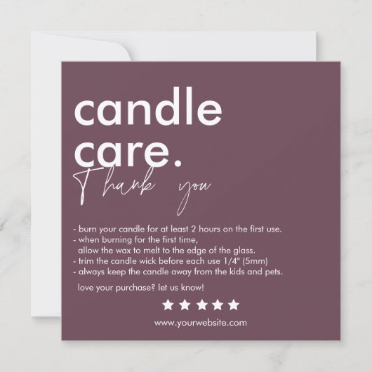 Modern Candle Care & Dank u Visitekaartje Bedankkaart (Voorkant)