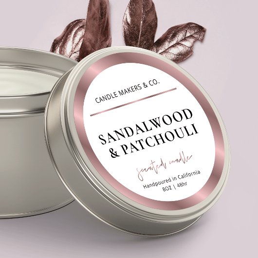 Modern Candle Jar Label Brons Roos Gouden Verpakki