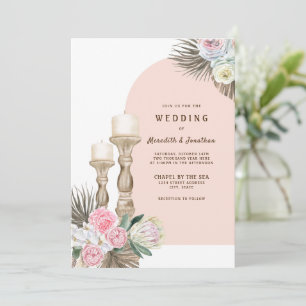 Modern Candles Boho Arch Wedding Uitnodiging
