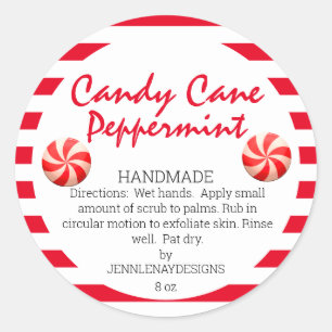 Modern Candy Cane Peppermint Homemade Sugar Scrub Ronde Sticker
