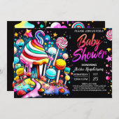 Modern Candyland Baby shower Kaart (Voorkant / Achterkant)