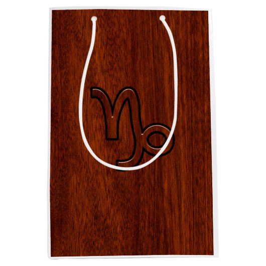 Modern Capricorn-symbool in Mahogany Style-afdruk Medium Cadeauzakje (Voorkant)