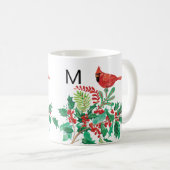 Modern Cardinal Holly Monogram Classic Mug, 11 oz Koffiemok (Voorkant rechts)