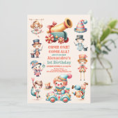 Modern Carnaval Circus Festival Show 1e Verjaardag Kaart (Staand voorkant)