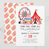Modern Carnaval Circus Festival Show 1e Verjaardag Kaart (Voorkant / Achterkant)
