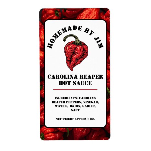 Modern Carolina Reaper Pepper Hot Sauce Label