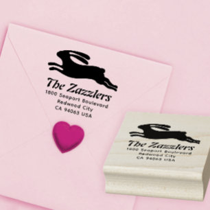 Modern Cartoon Bunny Naam Adres Return Rubberstempel